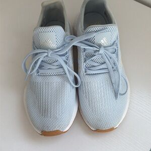 Adidas Light Blue Knit Sneakers Gum Sole